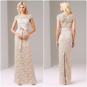 Adrianna Papell Champagne Cap-sleeve Illusion Lace